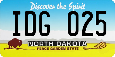 ND license plate IDG025