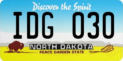 ND license plate IDG030