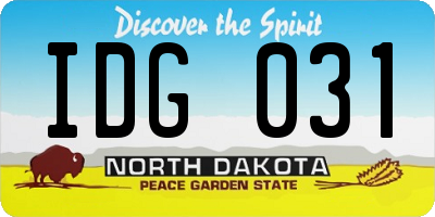 ND license plate IDG031