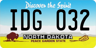 ND license plate IDG032