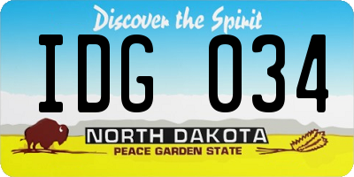 ND license plate IDG034