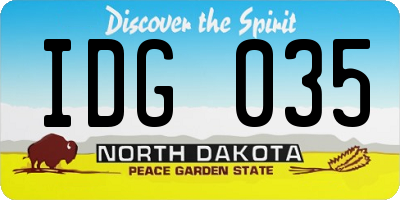 ND license plate IDG035