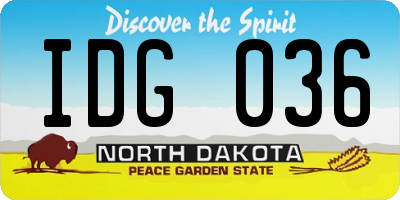 ND license plate IDG036