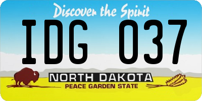 ND license plate IDG037