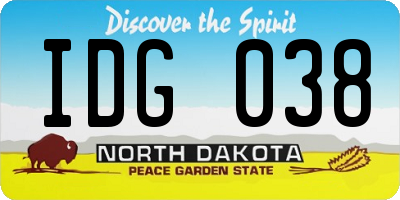 ND license plate IDG038