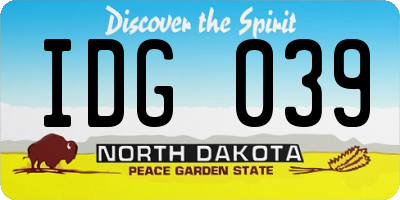 ND license plate IDG039