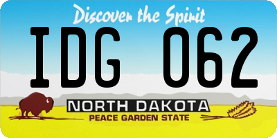 ND license plate IDG062