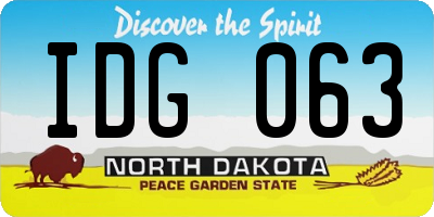 ND license plate IDG063