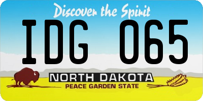 ND license plate IDG065