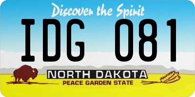 ND license plate IDG081