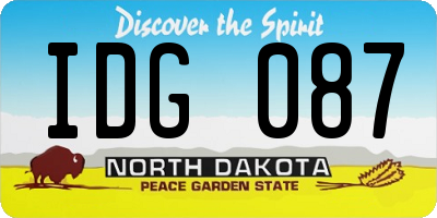 ND license plate IDG087