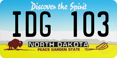 ND license plate IDG103