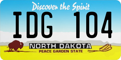 ND license plate IDG104