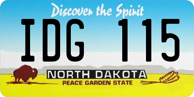ND license plate IDG115