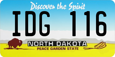 ND license plate IDG116