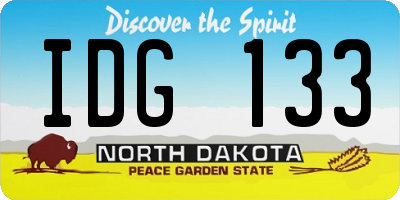 ND license plate IDG133