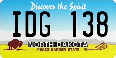 ND license plate IDG138