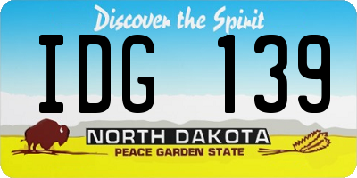 ND license plate IDG139
