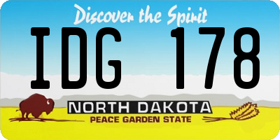 ND license plate IDG178