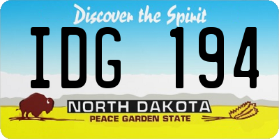 ND license plate IDG194