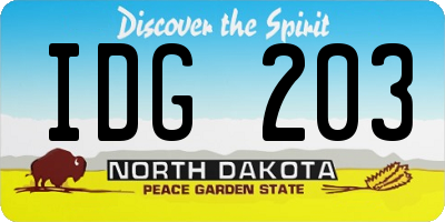ND license plate IDG203