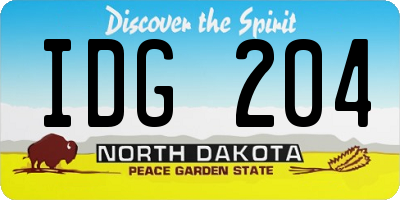 ND license plate IDG204