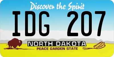 ND license plate IDG207