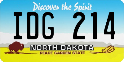 ND license plate IDG214