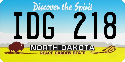 ND license plate IDG218