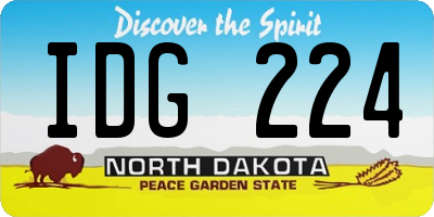 ND license plate IDG224