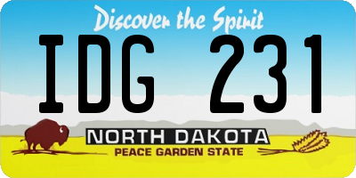 ND license plate IDG231