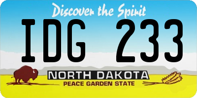 ND license plate IDG233