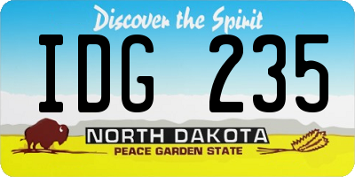 ND license plate IDG235