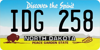 ND license plate IDG258
