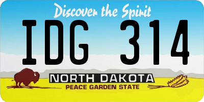 ND license plate IDG314