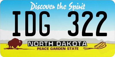 ND license plate IDG322