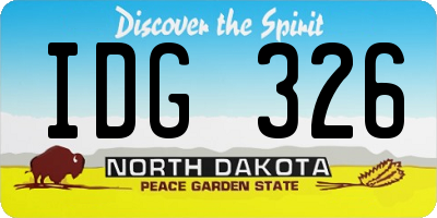ND license plate IDG326