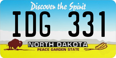 ND license plate IDG331