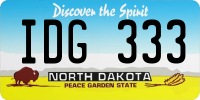 ND license plate IDG333