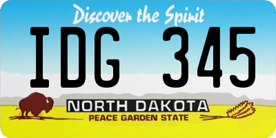 ND license plate IDG345