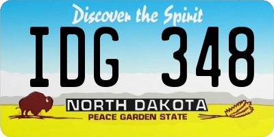 ND license plate IDG348