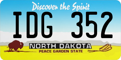 ND license plate IDG352