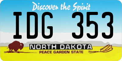 ND license plate IDG353