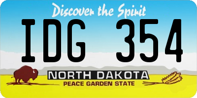 ND license plate IDG354