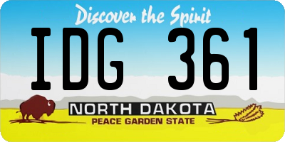 ND license plate IDG361
