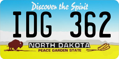 ND license plate IDG362