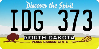ND license plate IDG373