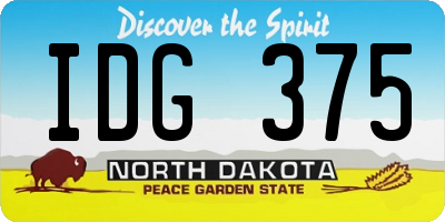 ND license plate IDG375