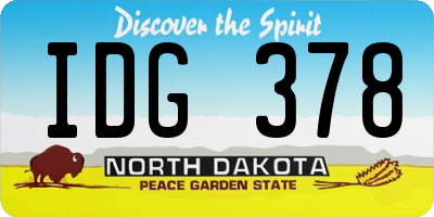 ND license plate IDG378