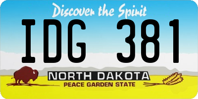 ND license plate IDG381